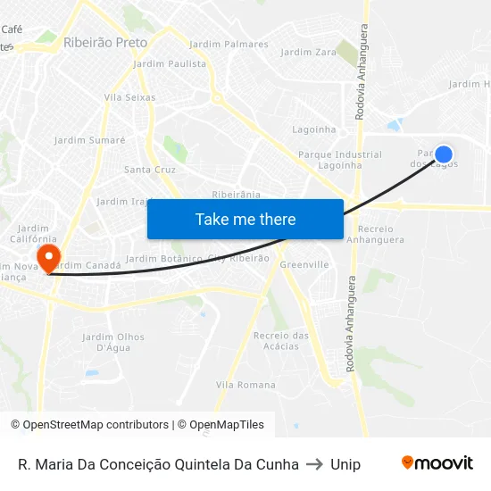 R. Maria Da Conceição Quintela Da Cunha to Unip map