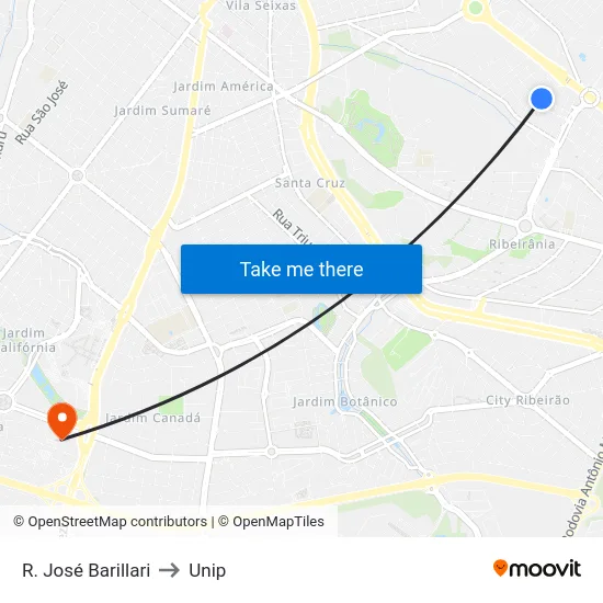 R. José Barillari to Unip map