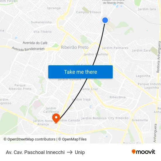 Av. Cav. Paschoal Innecchi to Unip map