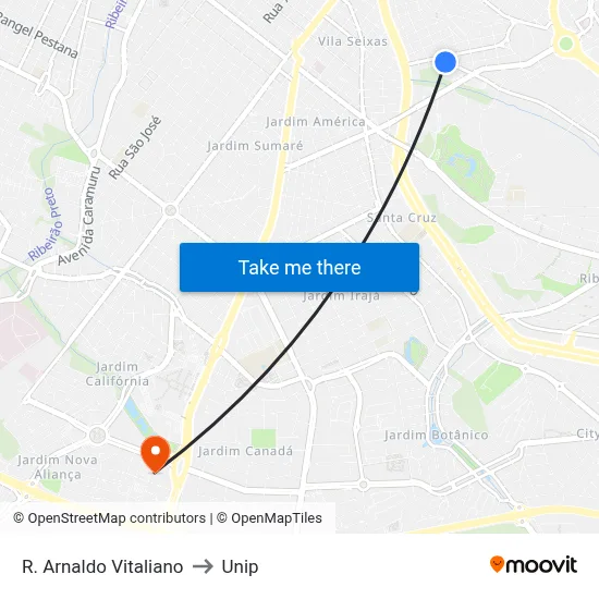 R. Arnaldo Vitaliano to Unip map