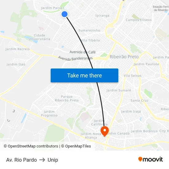 Av.  Rio Pardo to Unip map