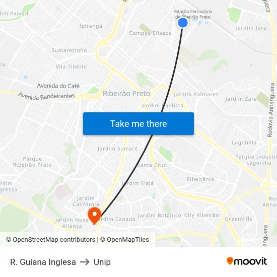 R. Guiana Inglesa to Unip map