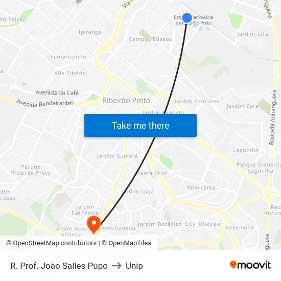 R. Prof. João Salles Pupo to Unip map