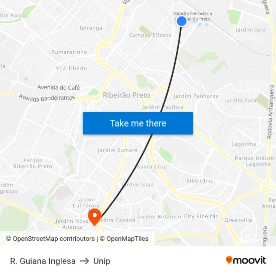 R. Guiana Inglesa to Unip map