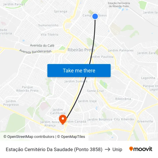 Estação Cemitério Da Saudade (Ponto 3858) to Unip map