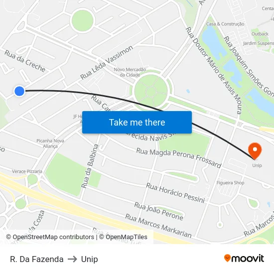 R. Da Fazenda to Unip map