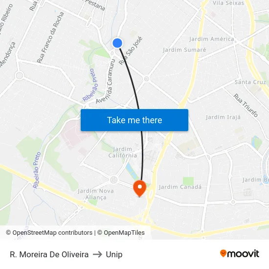 R. Moreira De Oliveira to Unip map