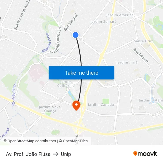 Av. Prof. João Fiúsa to Unip map