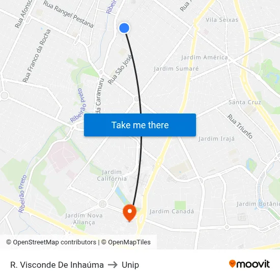 R. Visconde De Inhaúma to Unip map