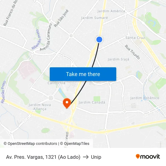 Av. Pres. Vargas, 1321 (Ao Lado) to Unip map