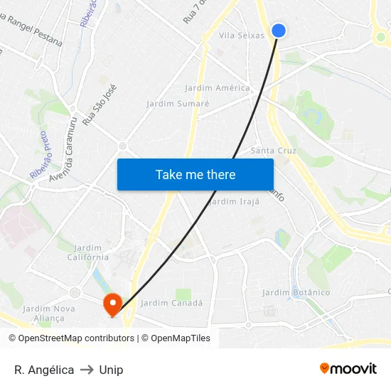 R. Angélica to Unip map