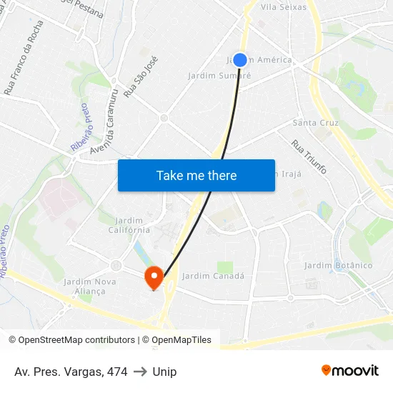 Av. Pres. Vargas, 474 to Unip map