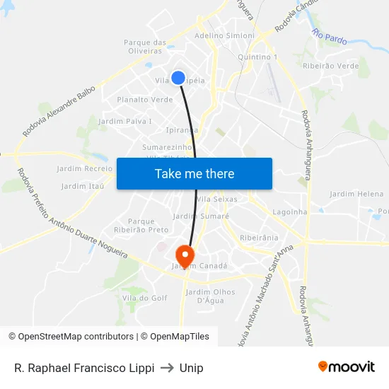 R. Raphael Francisco Lippi to Unip map