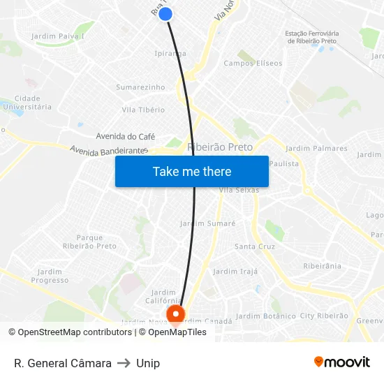 R. General Câmara to Unip map
