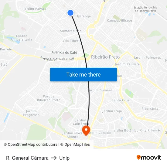 R. General Câmara to Unip map
