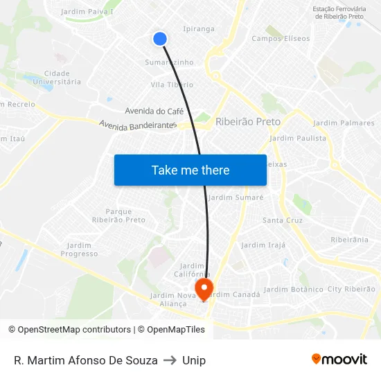 R. Martim Afonso De Souza to Unip map