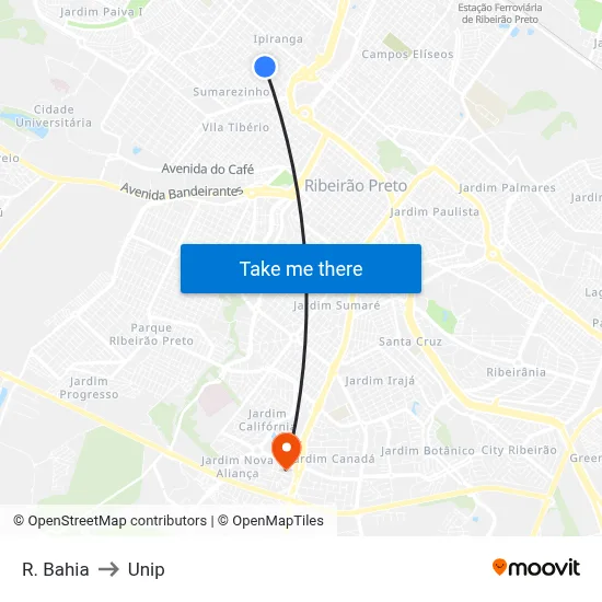 R. Bahia to Unip map