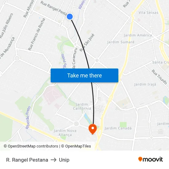 R. Rangel Pestana to Unip map