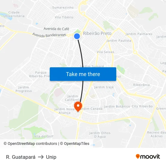 R. Guatapará to Unip map