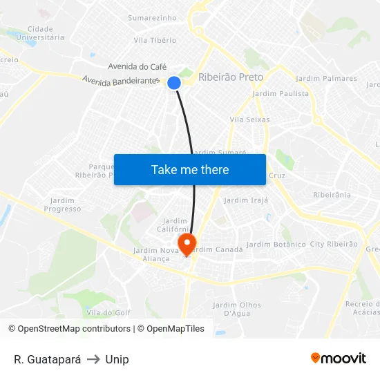 R. Guatapará to Unip map