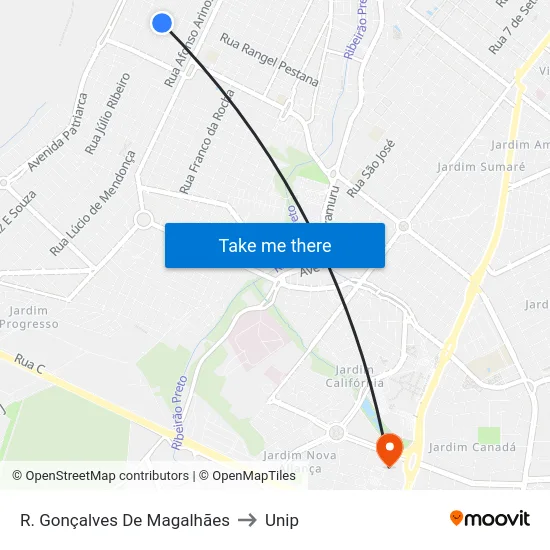 R. Gonçalves De Magalhães to Unip map