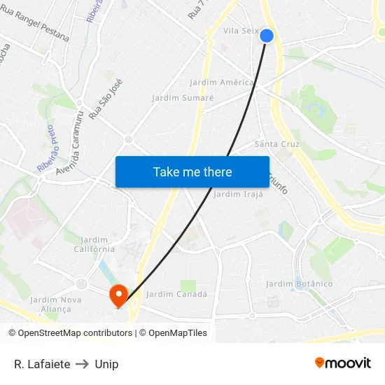 R. Lafaiete to Unip map