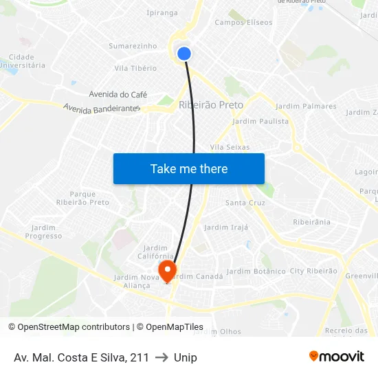 Av. Mal. Costa E Silva, 211 to Unip map