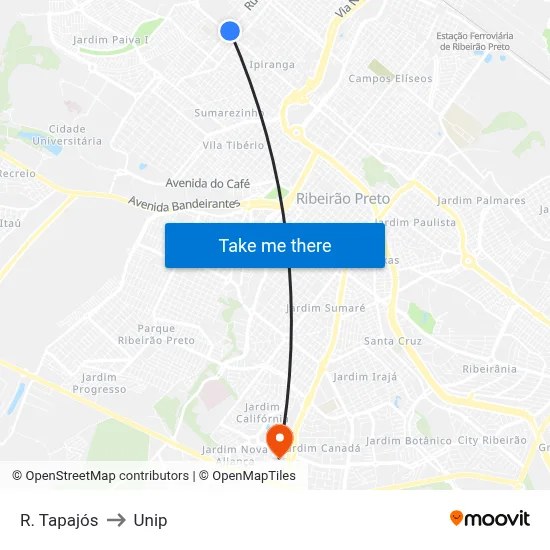 R. Tapajós to Unip map