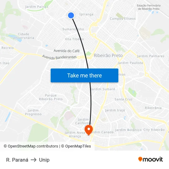R. Paraná to Unip map
