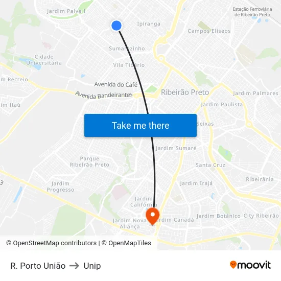 R. Porto União to Unip map