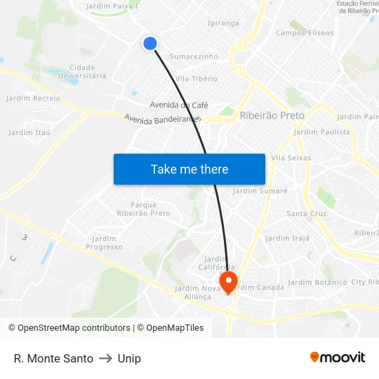 R. Monte Santo to Unip map