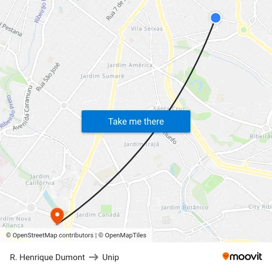 R. Henrique Dumont to Unip map