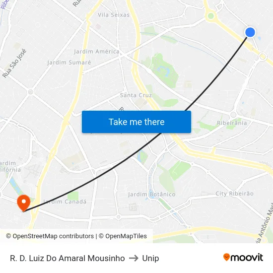 R. D. Luiz Do Amaral Mousinho to Unip map