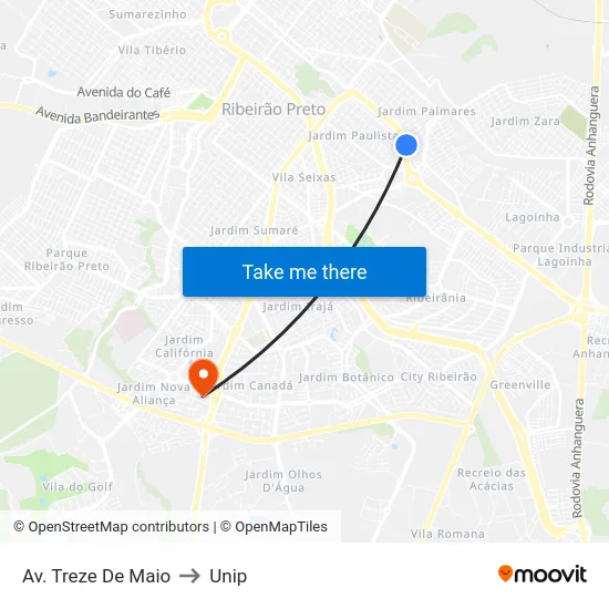 Av. Treze De Maio to Unip map