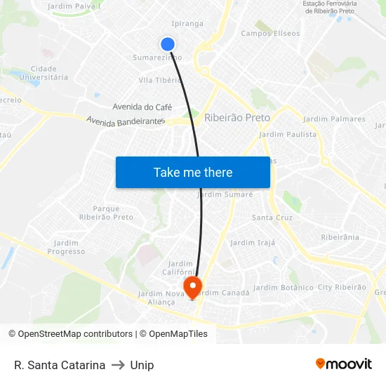 R. Santa Catarina to Unip map