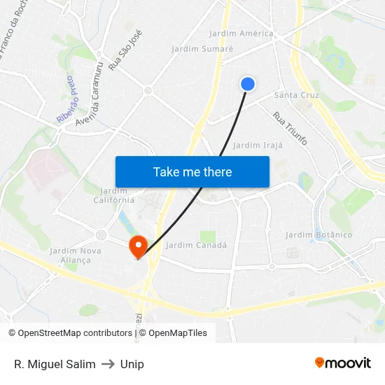 R. Miguel Salim to Unip map