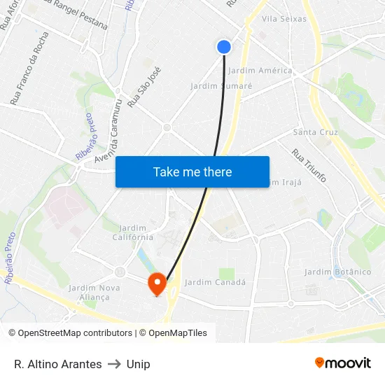 R. Altino Arantes to Unip map