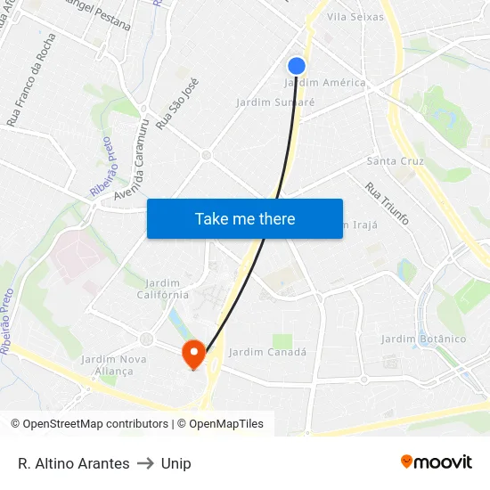 R. Altino Arantes to Unip map