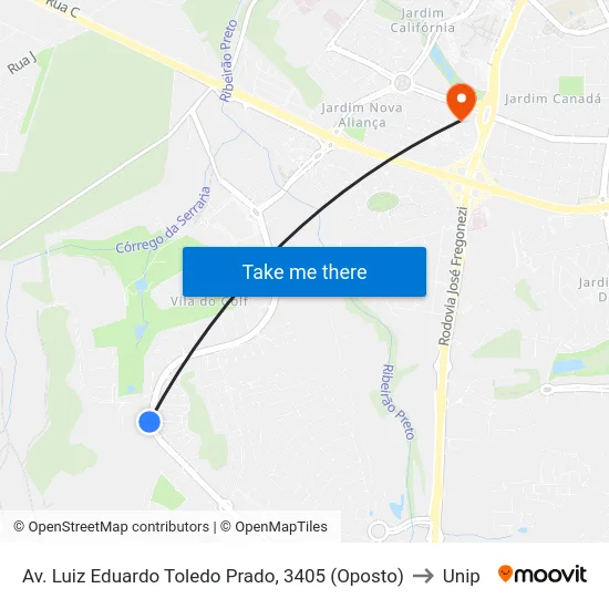 Av. Luiz Eduardo Toledo Prado, 3405 (Oposto) to Unip map