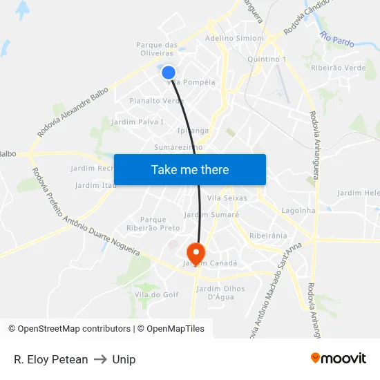 R. Eloy Petean to Unip map