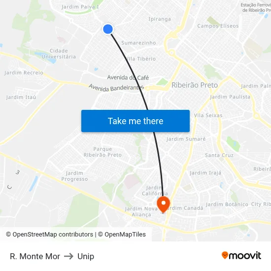 R. Monte Mor to Unip map