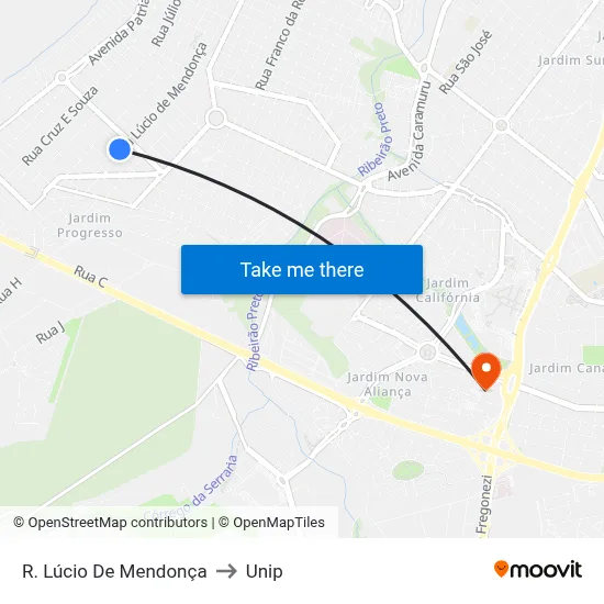 R. Lúcio De Mendonça to Unip map