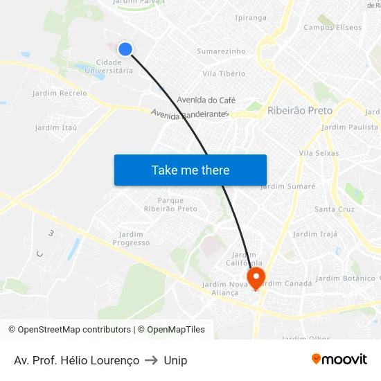 Av. Prof. Hélio Lourenço to Unip map