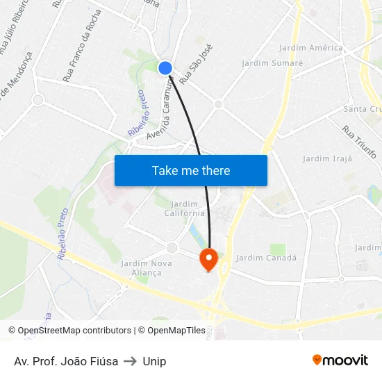 Av. Prof. João Fiúsa to Unip map