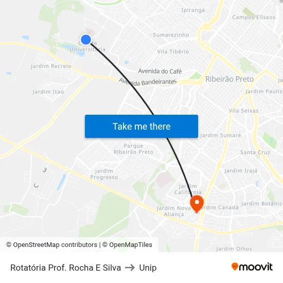 Rotatória Prof. Rocha E Silva to Unip map