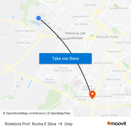 Rotatória Prof. Rocha E Silva to Unip map