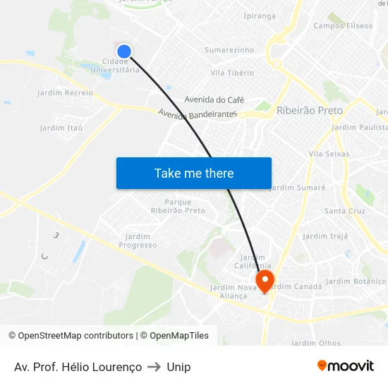 Av. Prof. Hélio Lourenço to Unip map