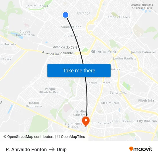R. Anivaldo Ponton to Unip map