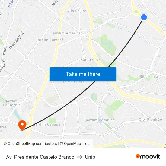 Av. Presidente Castelo Branco to Unip map