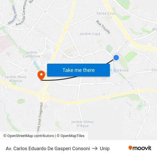 Av. Carlos Eduardo De Gasperi Consoni to Unip map